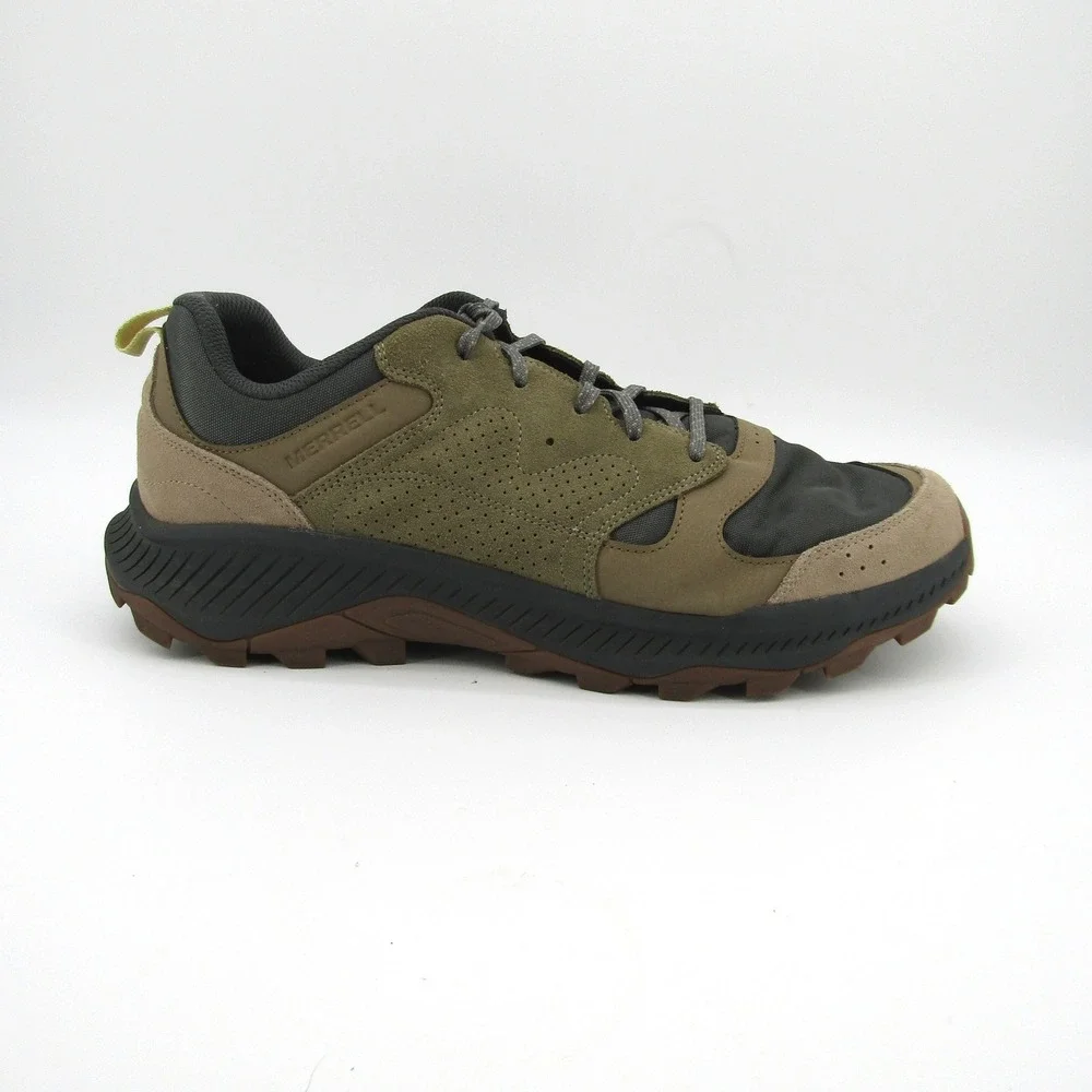 Merrell J038937 Mens 15 Olive Green Suede Mesh Trail Hiking Shoes Low Top
